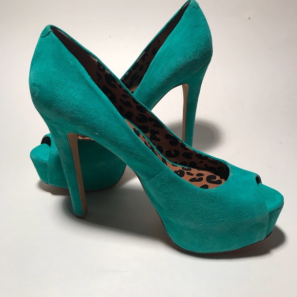 Jessica Simpson Shoes - Jessica Simpson Turquoise Carri Heels Sz. 9